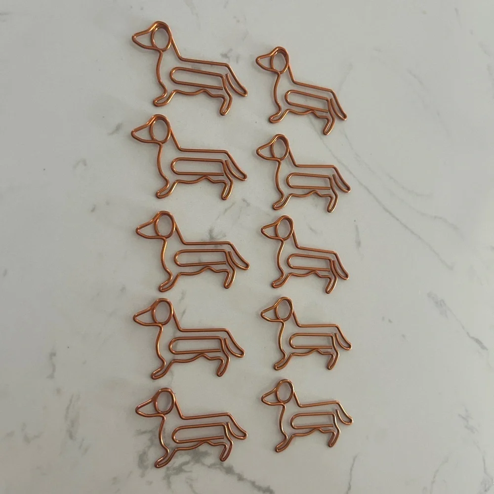Set of 10 Dachshund Dog Paper Clips – Dog Shaped Bookmark & Office Supply (New)